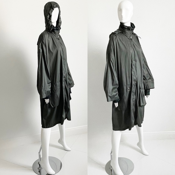 Sonia Rykiel Rain Coat Striped Wool Neck Cuffs HTF - Picture 10 of 14